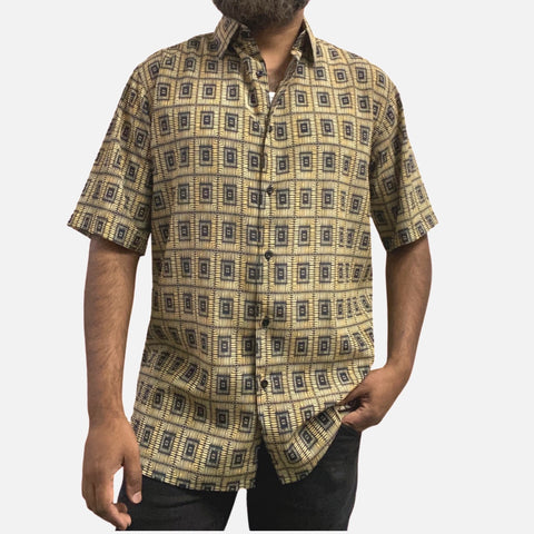 Gold and Black Summer Short Sleeve Shirt | Classic Fit